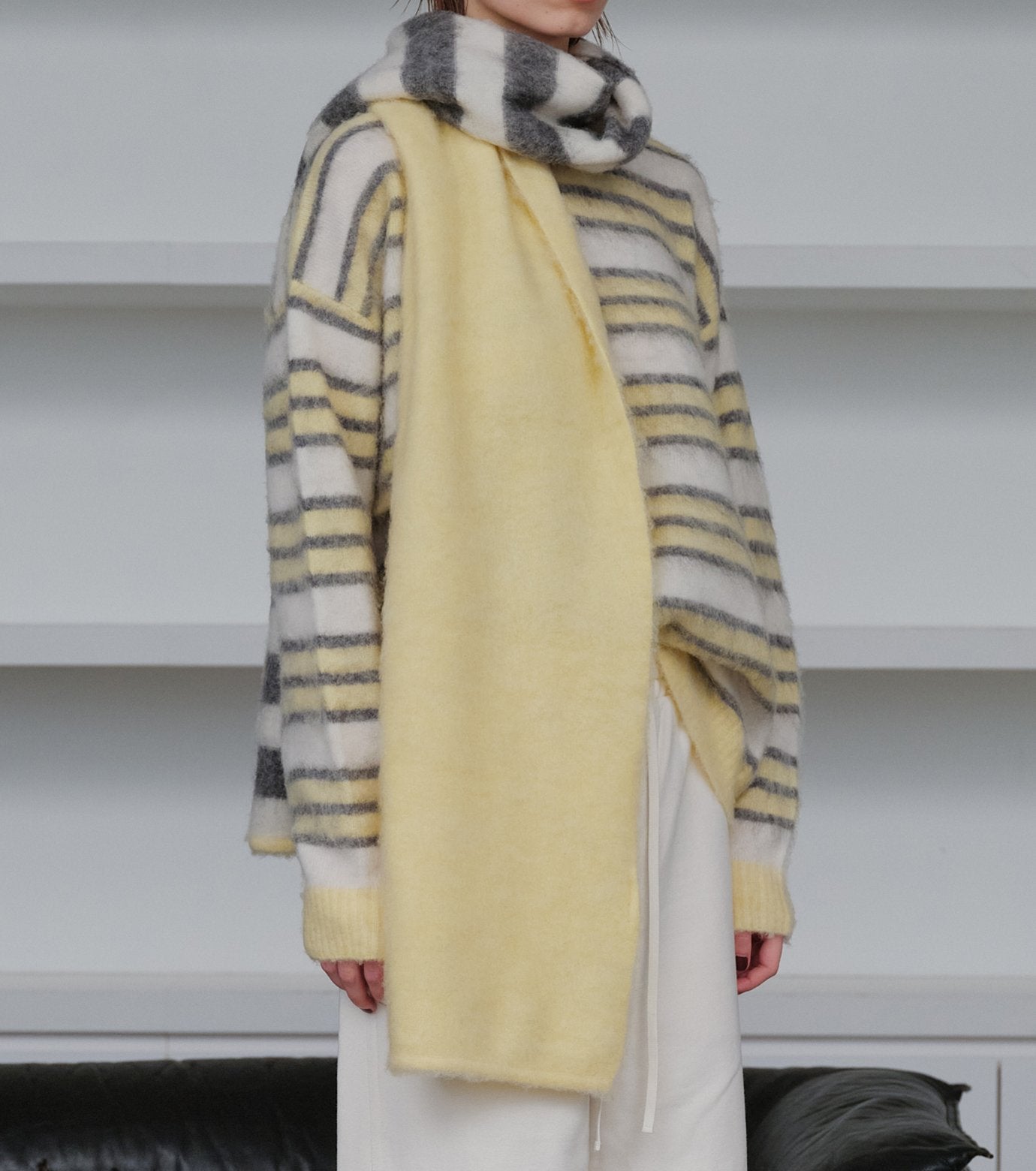 Brushed Mohair Striped Scarf