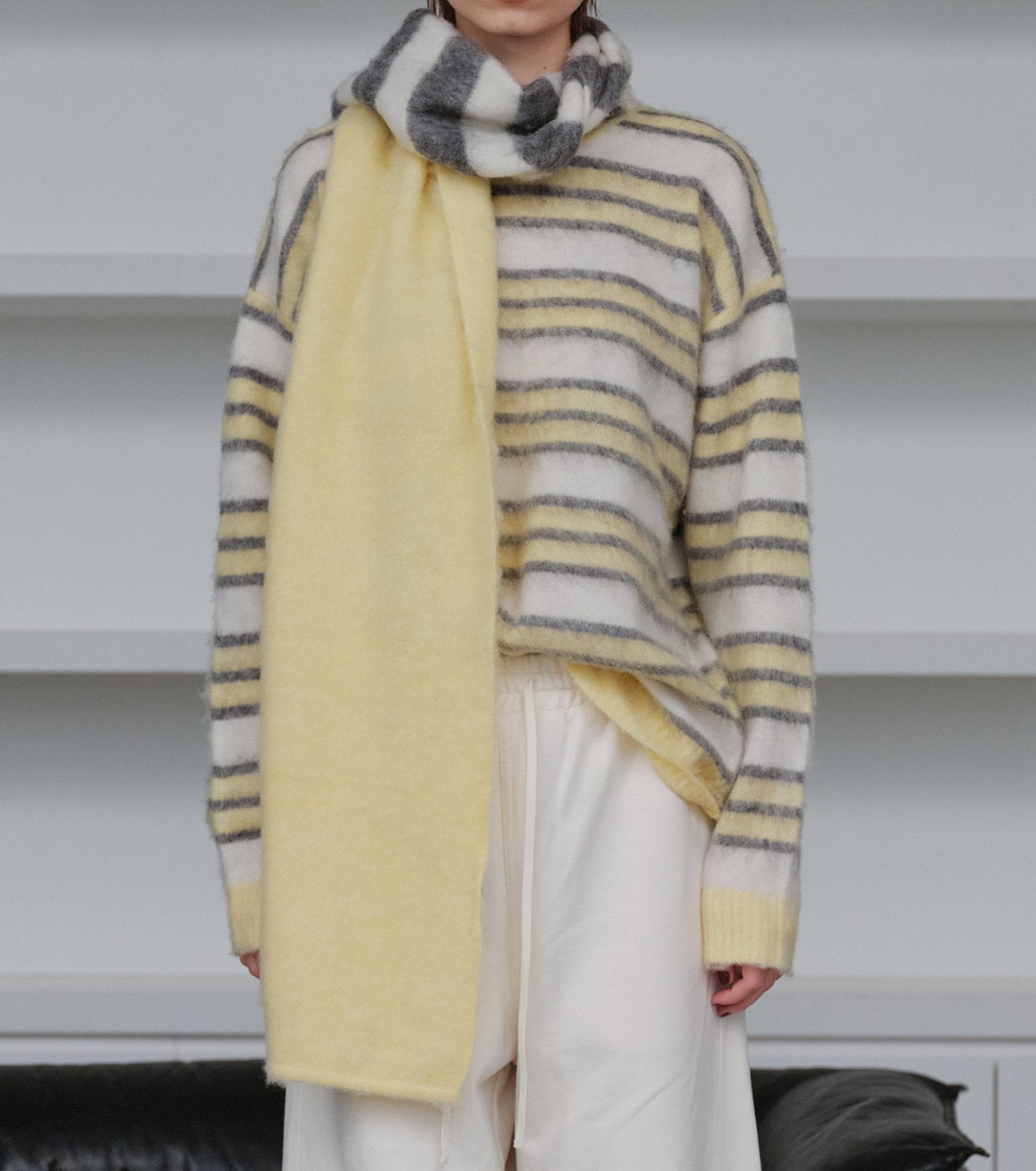 Brushed Mohair Striped Scarf