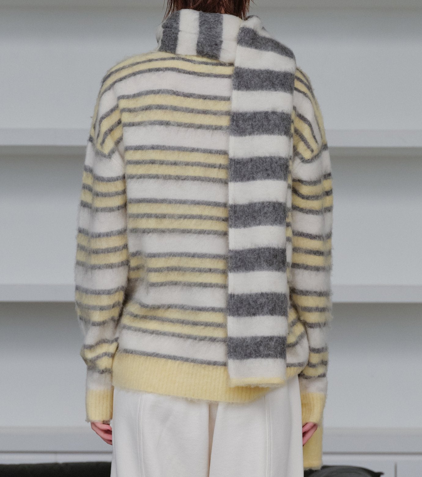 Brushed Mohair Striped Scarf