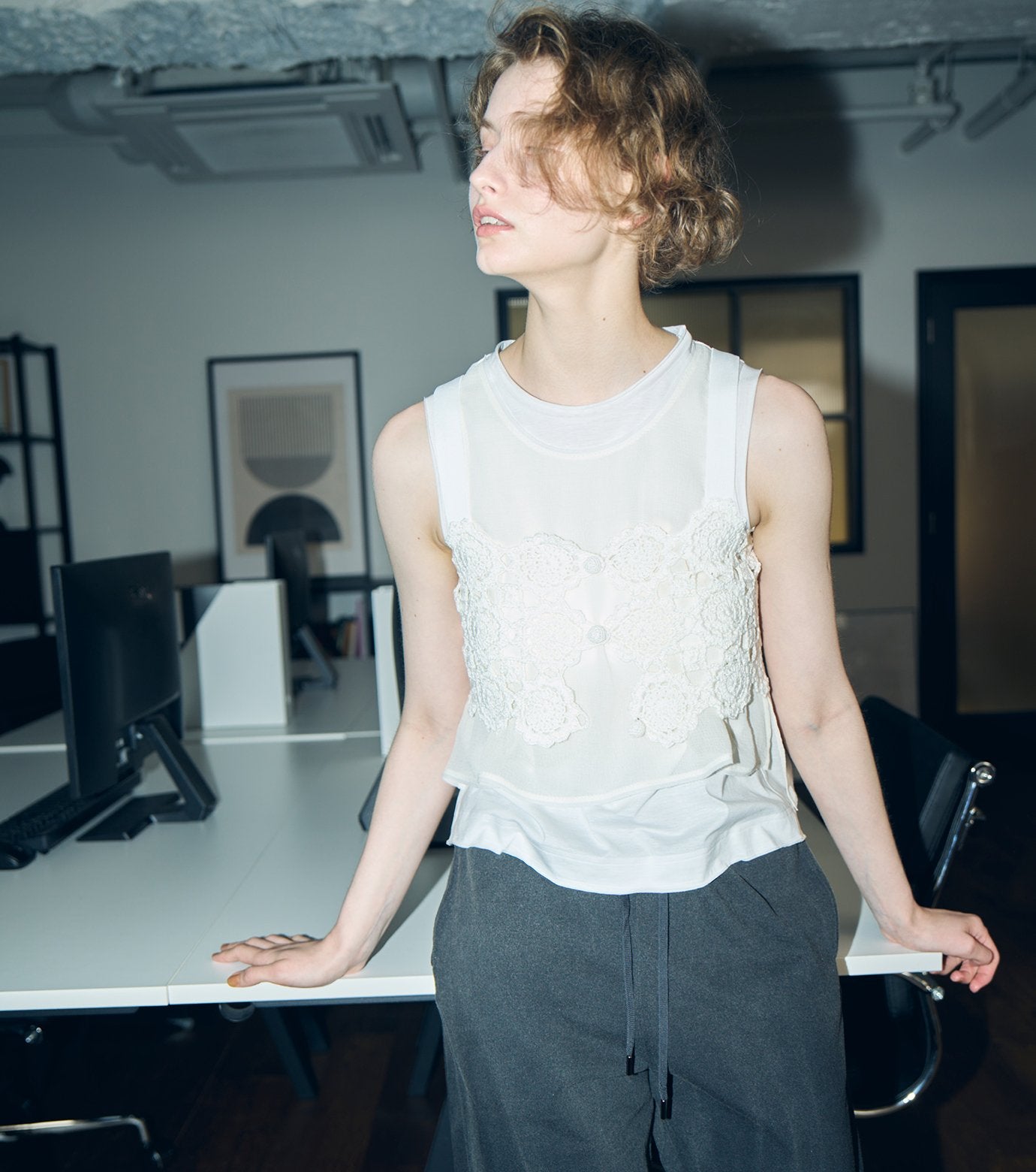 Hand-Crocheted Floral Motif Vest