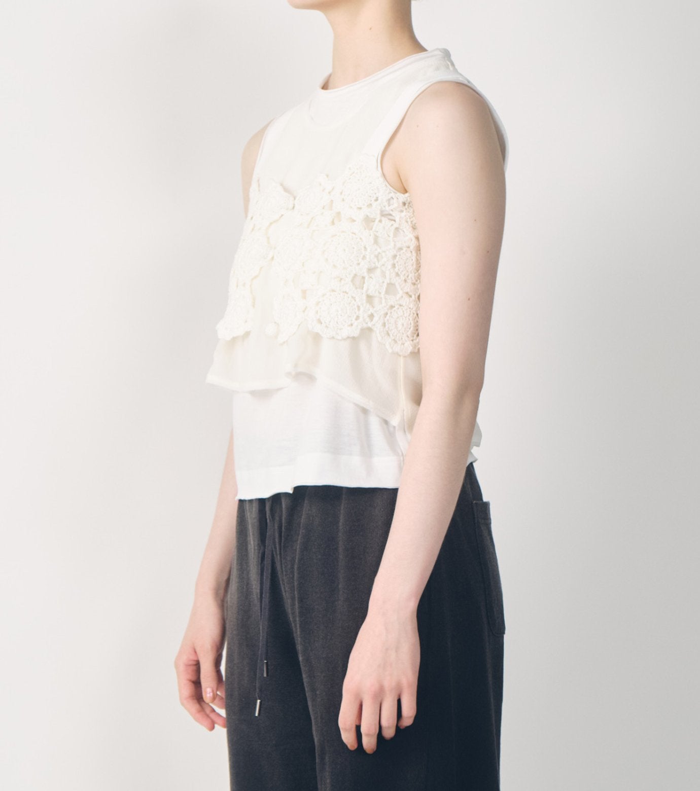 Hand-Crocheted Floral Motif Vest