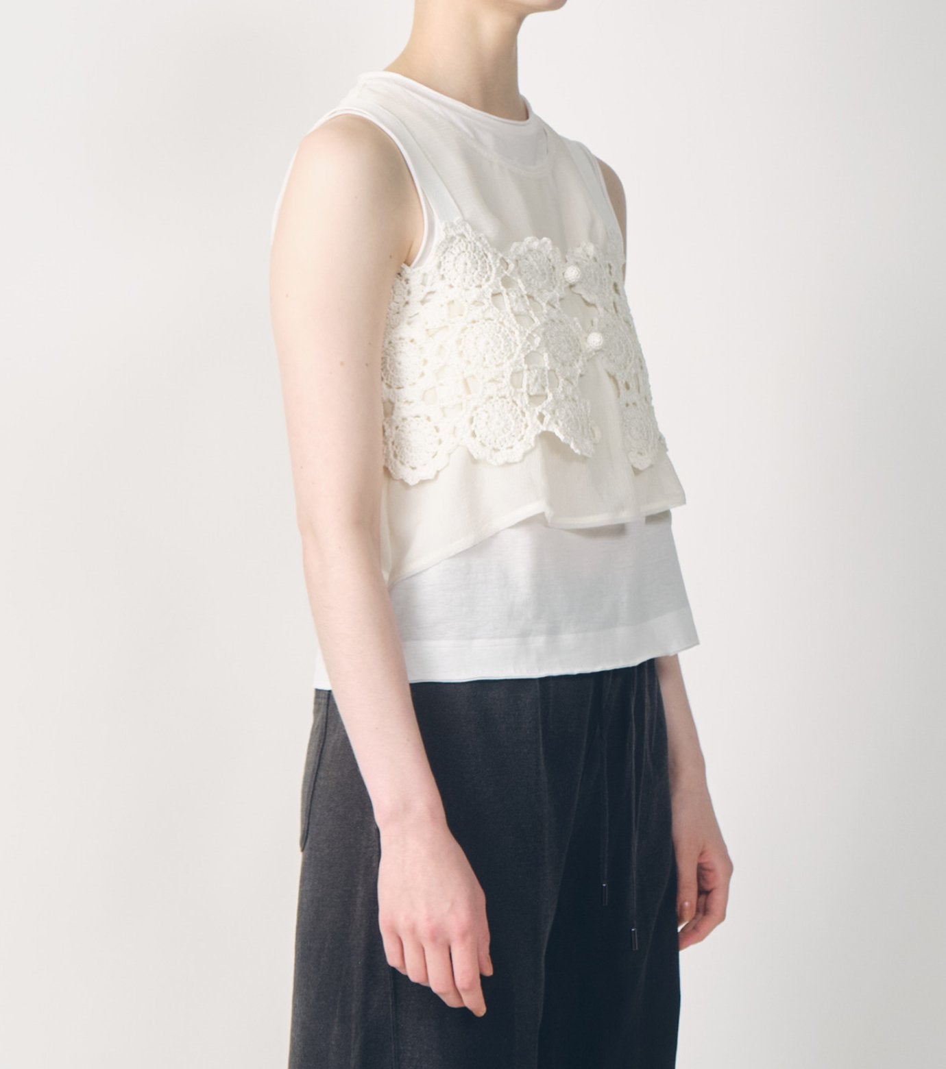 Hand-Crocheted Floral Motif Vest