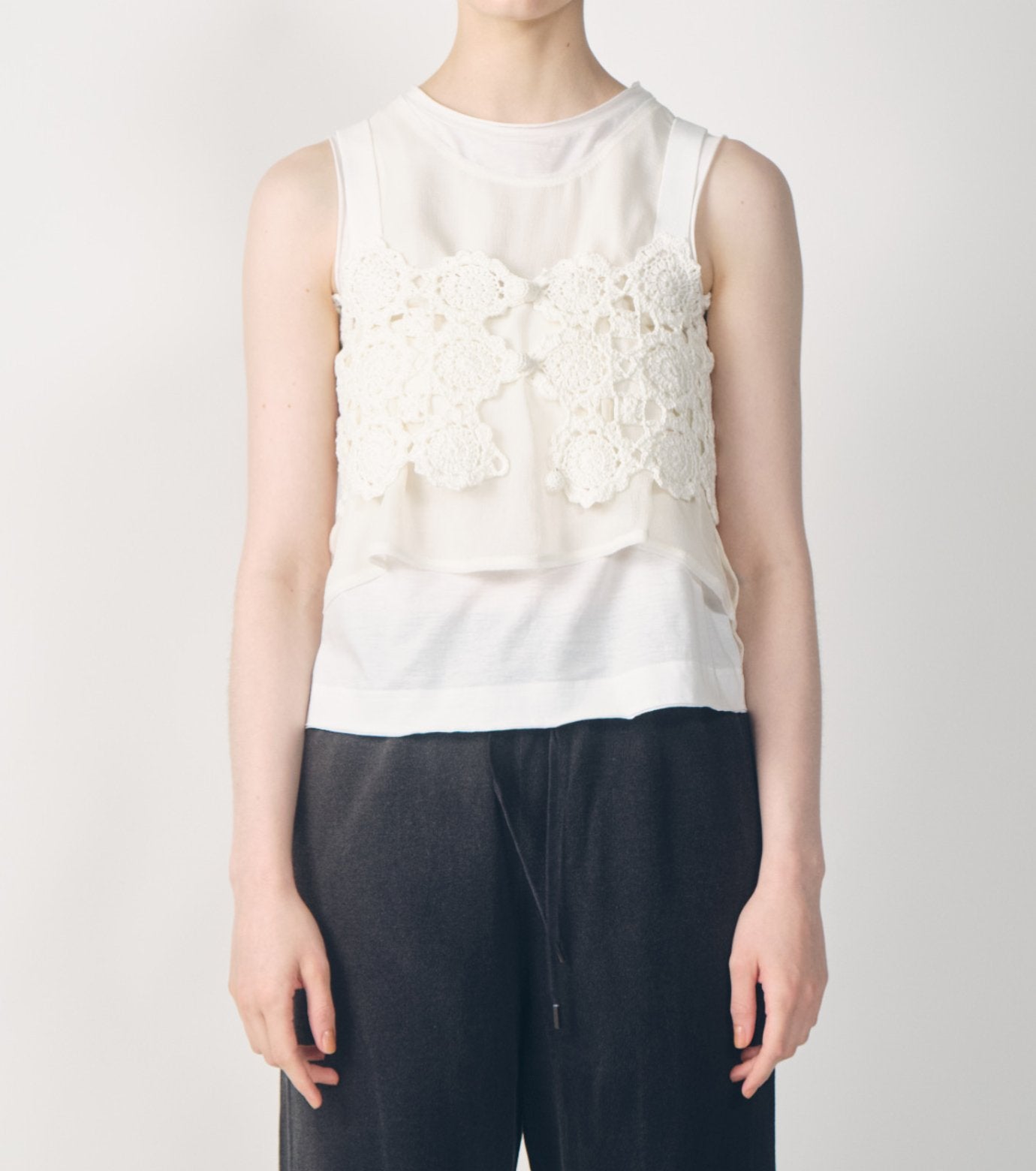 Hand-Crocheted Floral Motif Vest