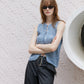 Jacquard Knit Vest w/Ribbon Tie Front