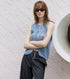 Jacquard Knit Vest w/Ribbon Tie Front