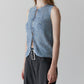 Jacquard Knit Vest w/Ribbon Tie Front