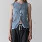 Jacquard Knit Vest w/Ribbon Tie Front