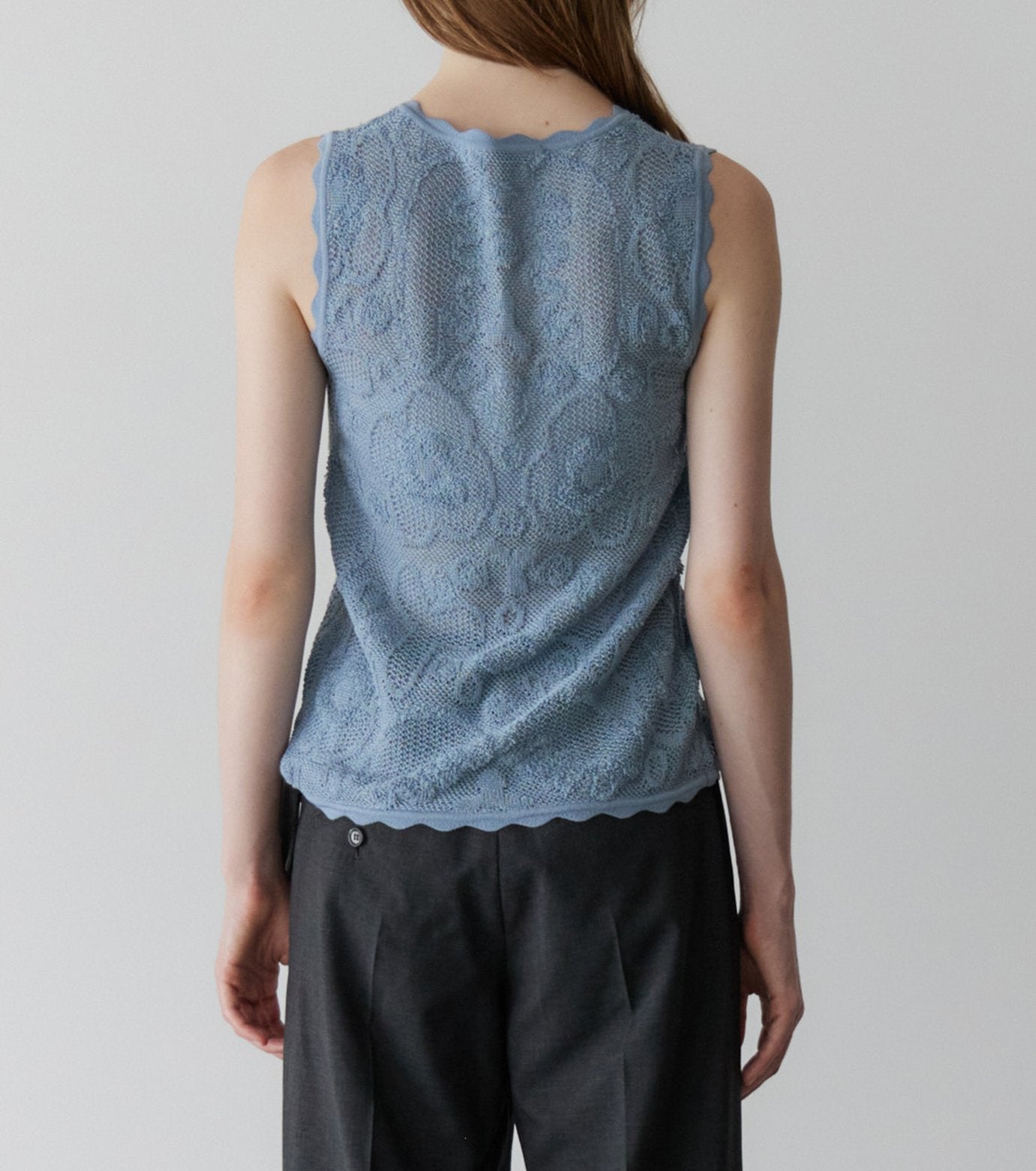 Jacquard Knit Vest w/Ribbon Tie Front