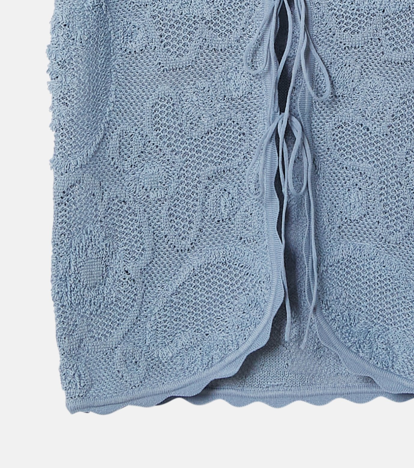Jacquard Knit Vest w/Ribbon Tie Front