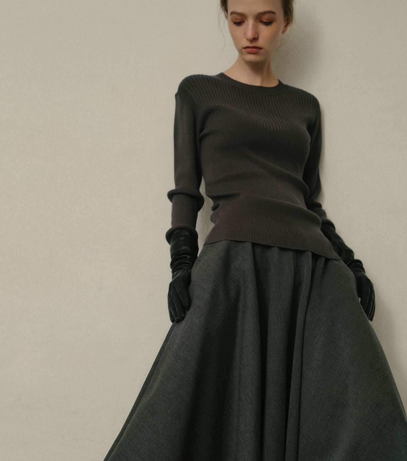 Two-Texture Ribbed Knit Top