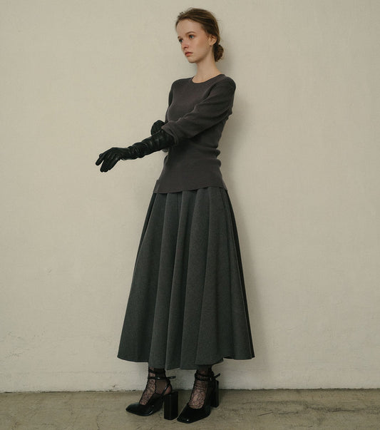 Two-Texture Ribbed Knit Top