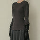 Two-Texture Ribbed Knit Top
