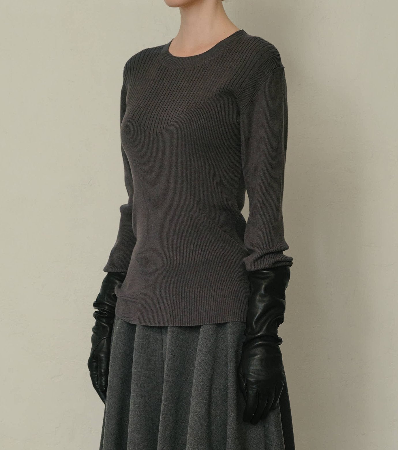 Two-Texture Ribbed Knit Top