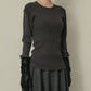 Two-Texture Ribbed Knit Top