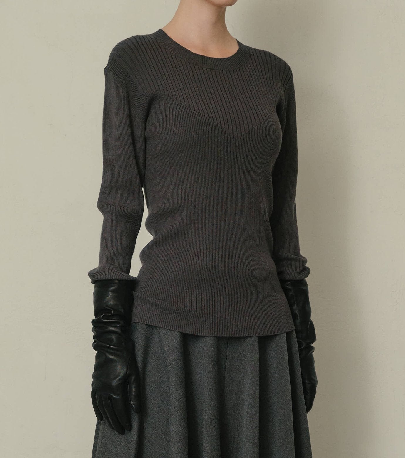 Two-Texture Ribbed Knit Top