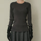 Two-Texture Ribbed Knit Top