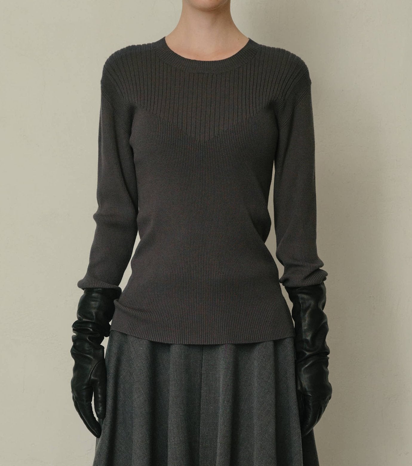 Two-Texture Ribbed Knit Top