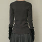Two-Texture Ribbed Knit Top