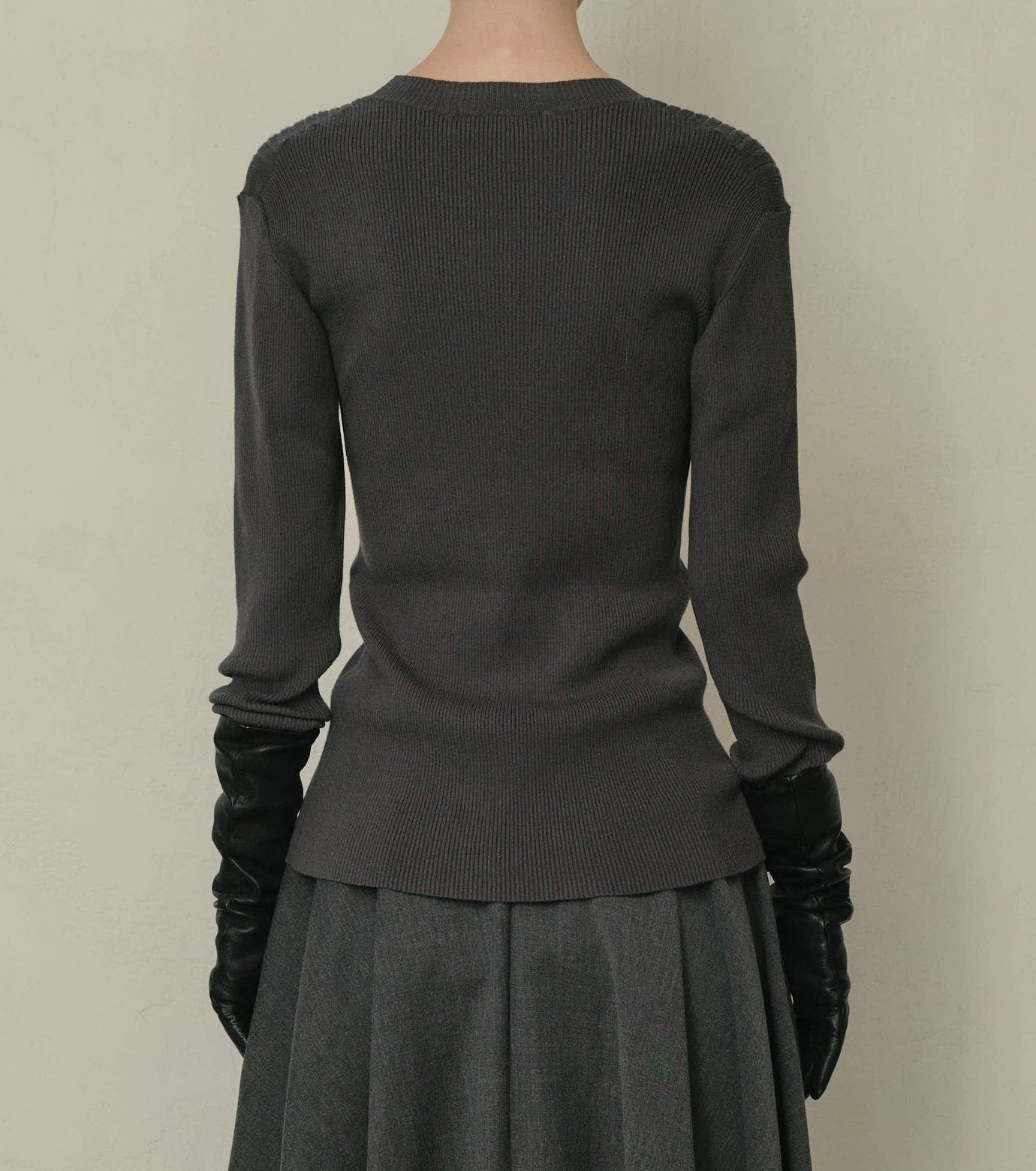 Two-Texture Ribbed Knit Top