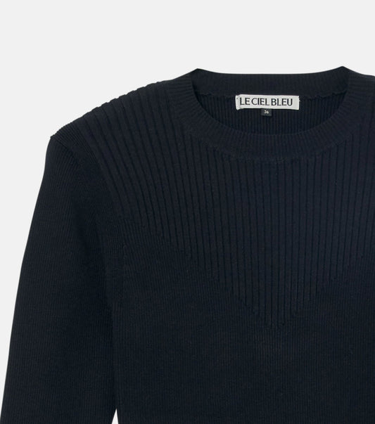 Two-Texture Ribbed Knit Top