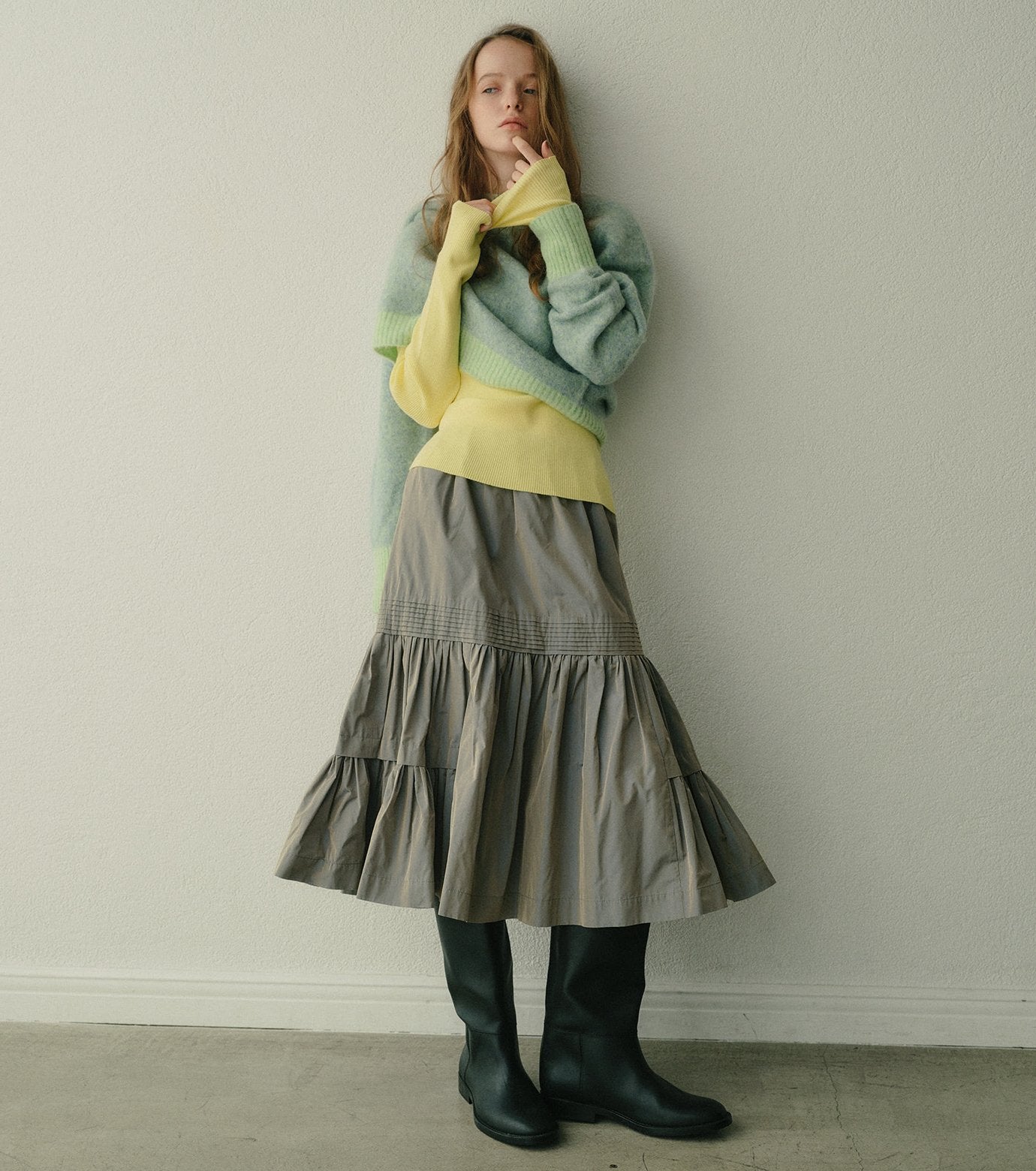 Two-Texture Ribbed Knit Top