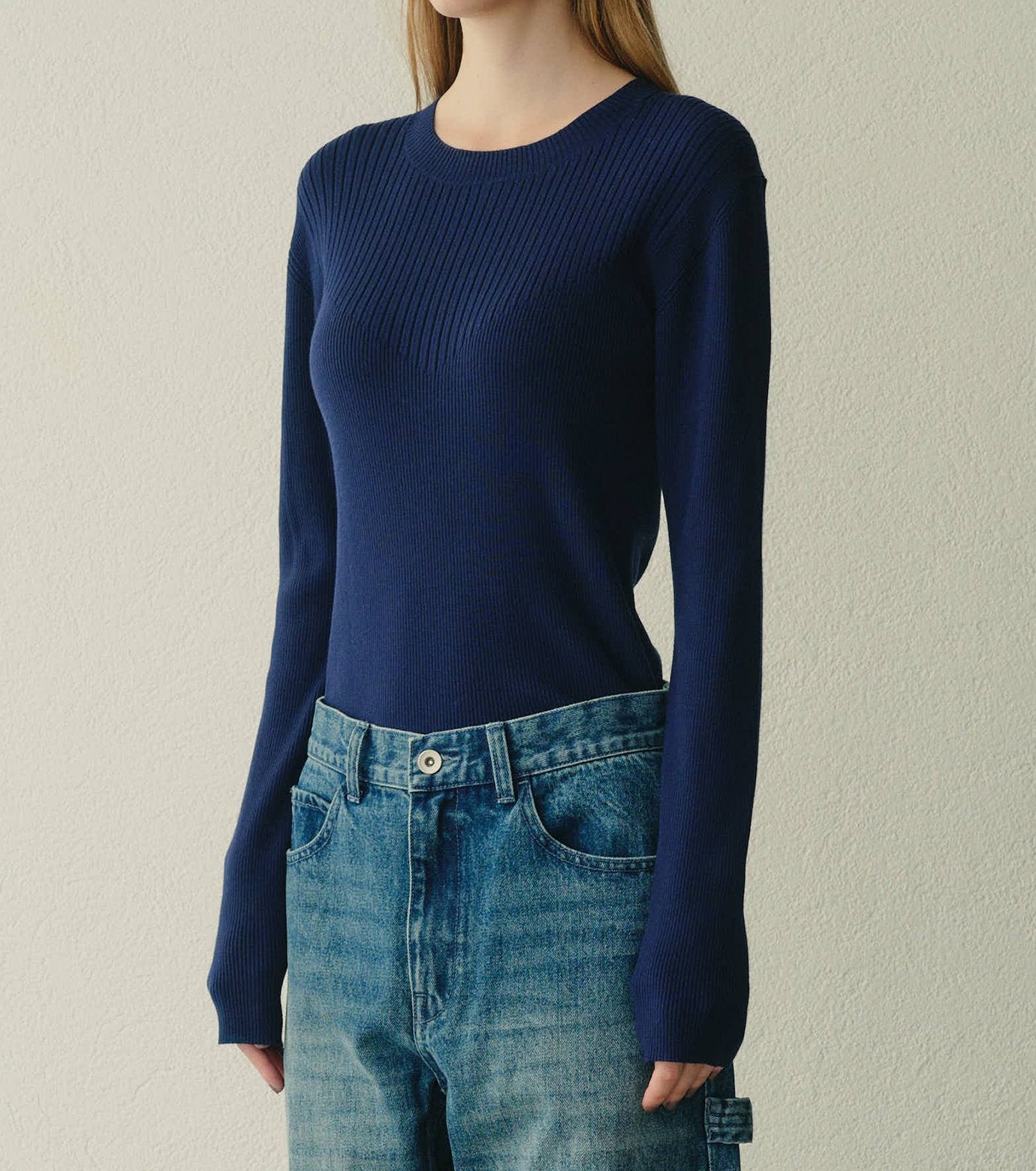 Two-Texture Ribbed Knit Top