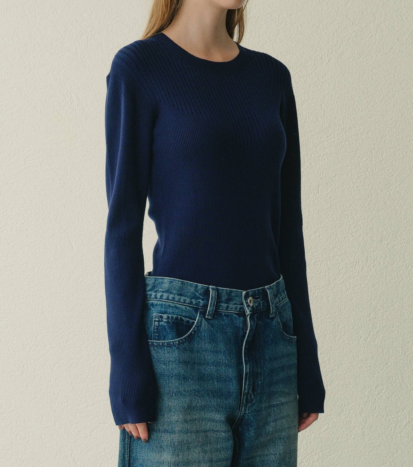 Two-Texture Ribbed Knit Top