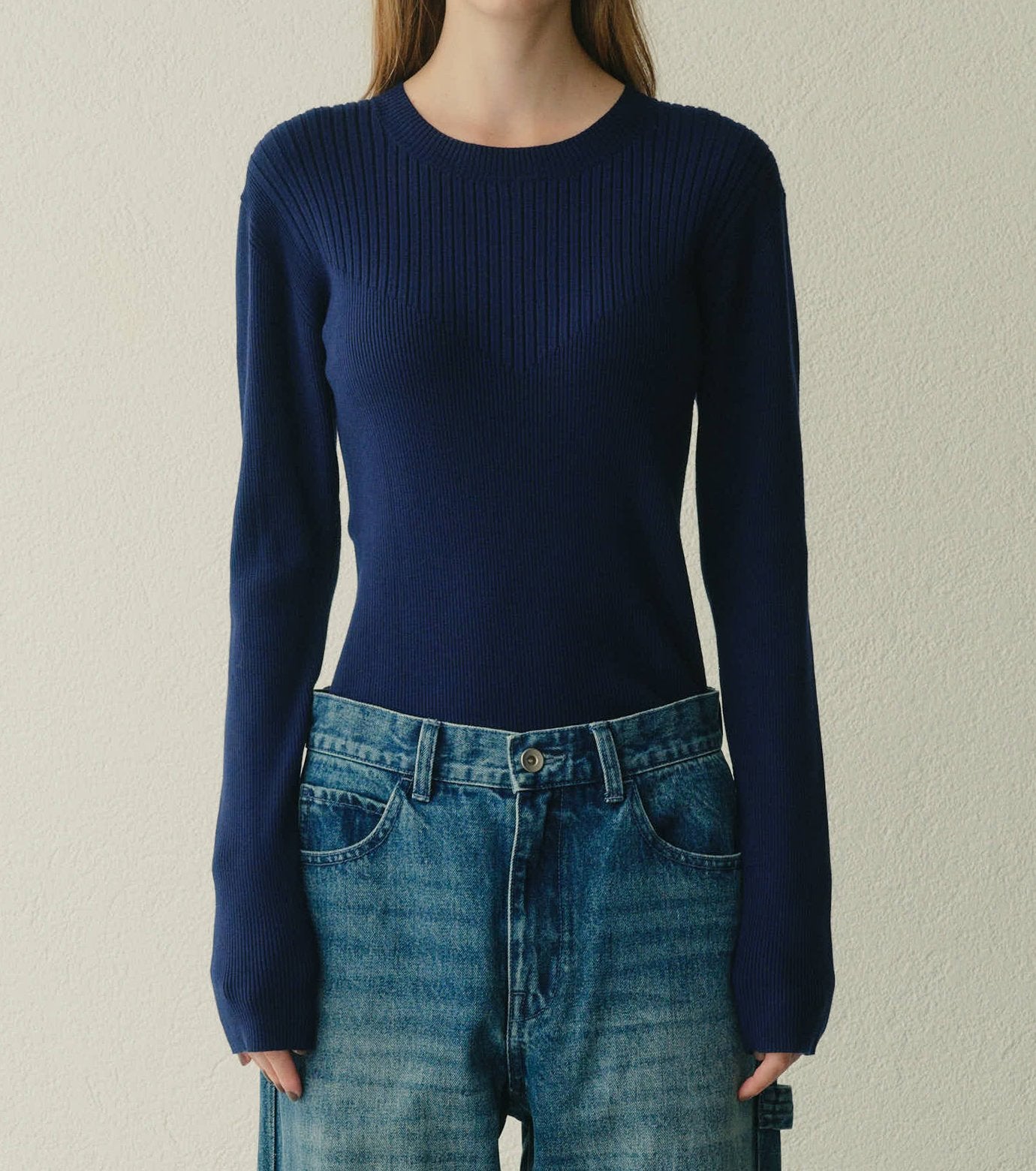 Two-Texture Ribbed Knit Top