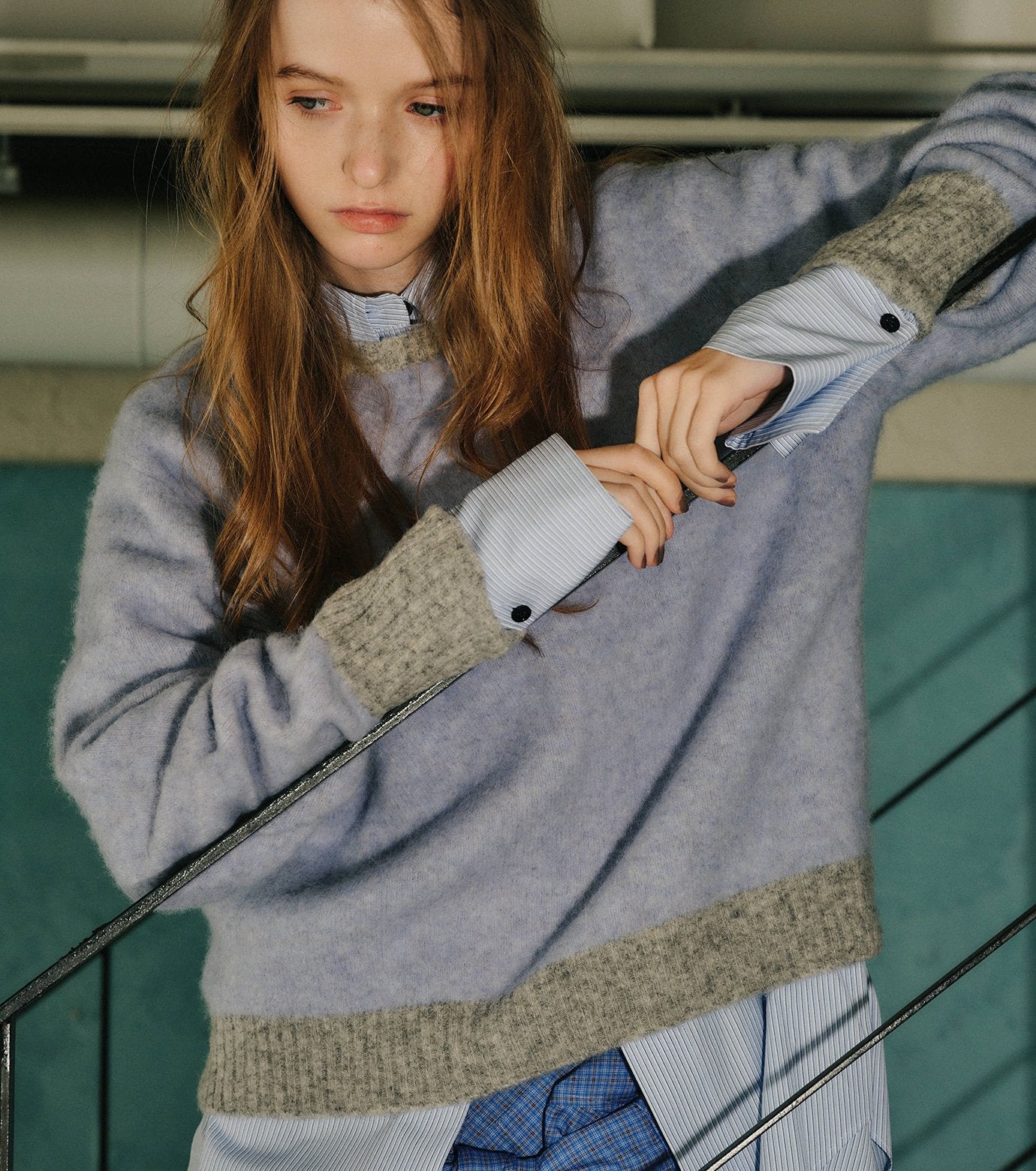 Color-Contrast Roundneck Pullover
