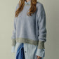 Color-Contrast Roundneck Pullover
