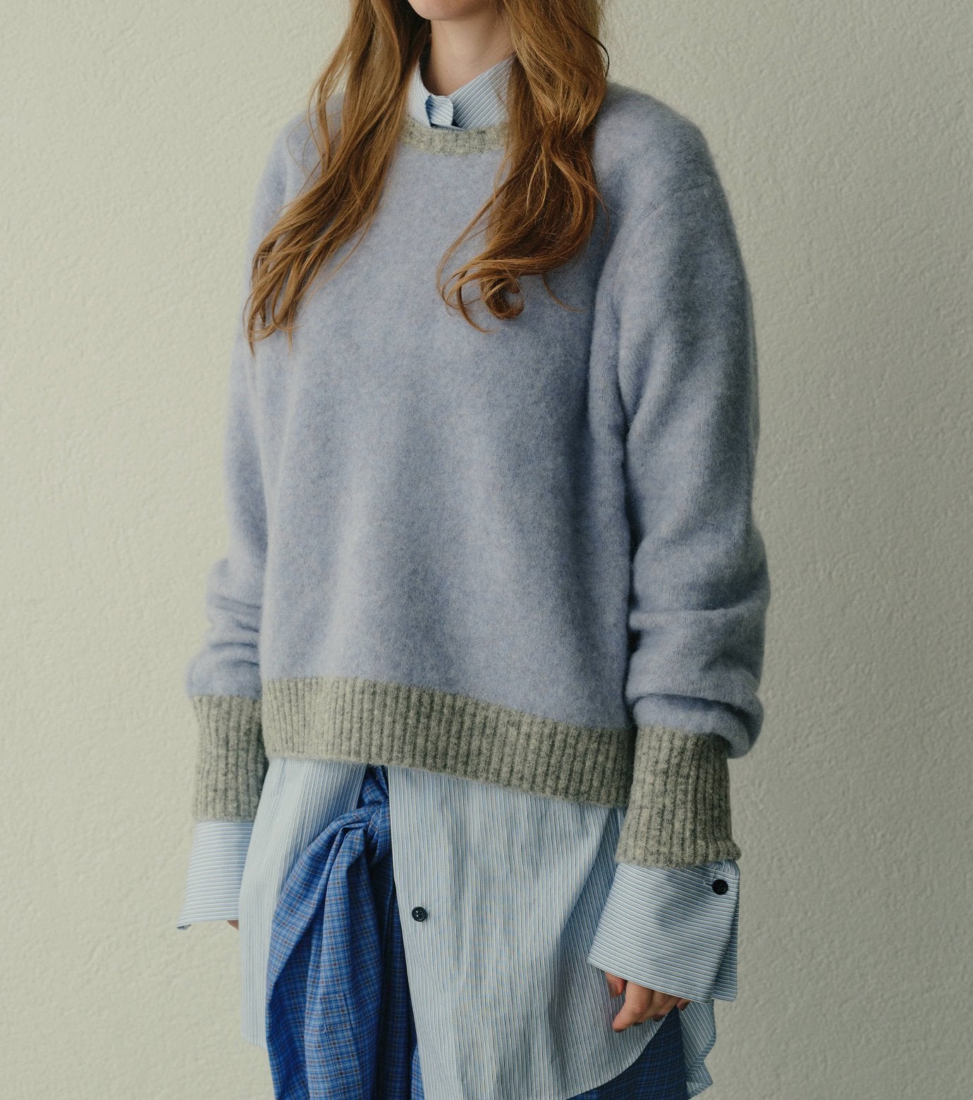 Color-Contrast Roundneck Pullover