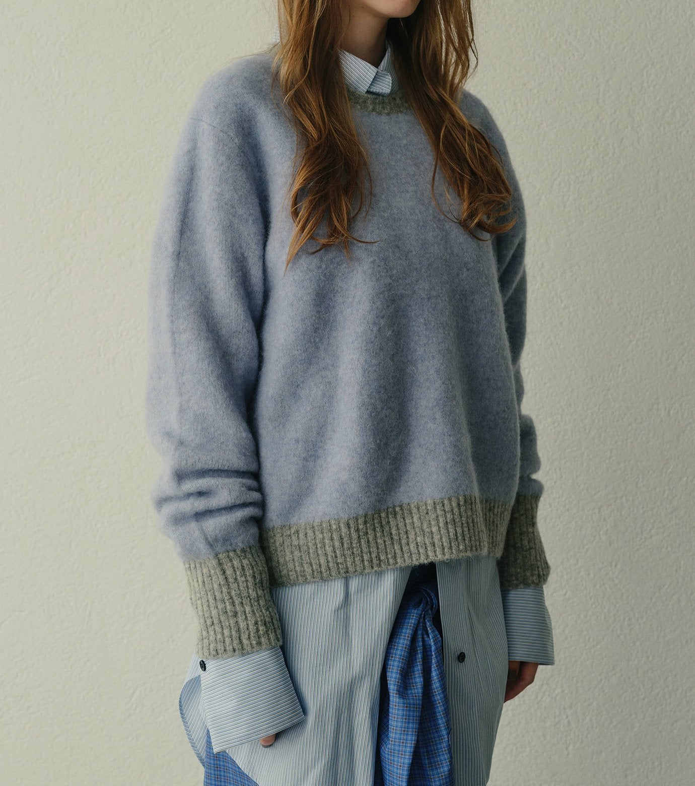 Color-Contrast Roundneck Pullover