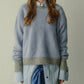 Color-Contrast Roundneck Pullover