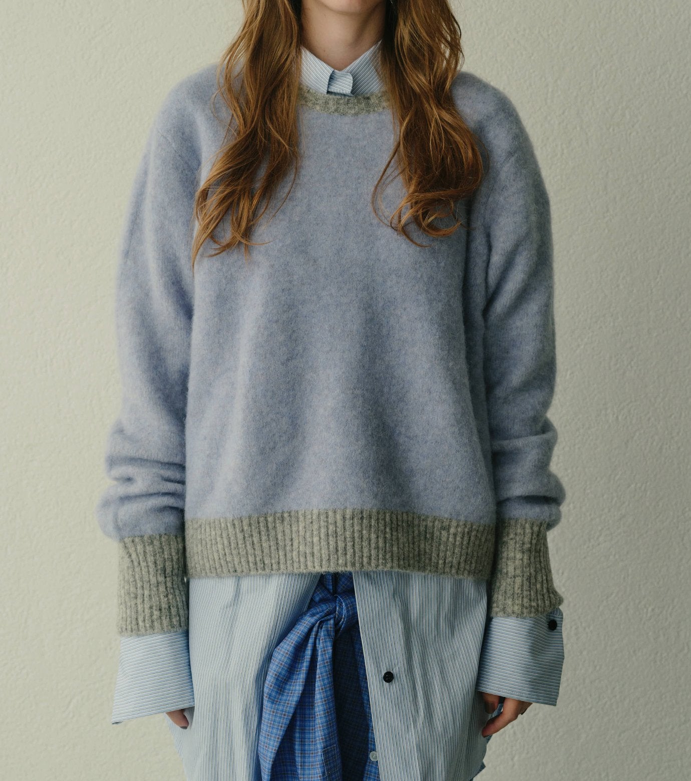 Color-Contrast Roundneck Pullover