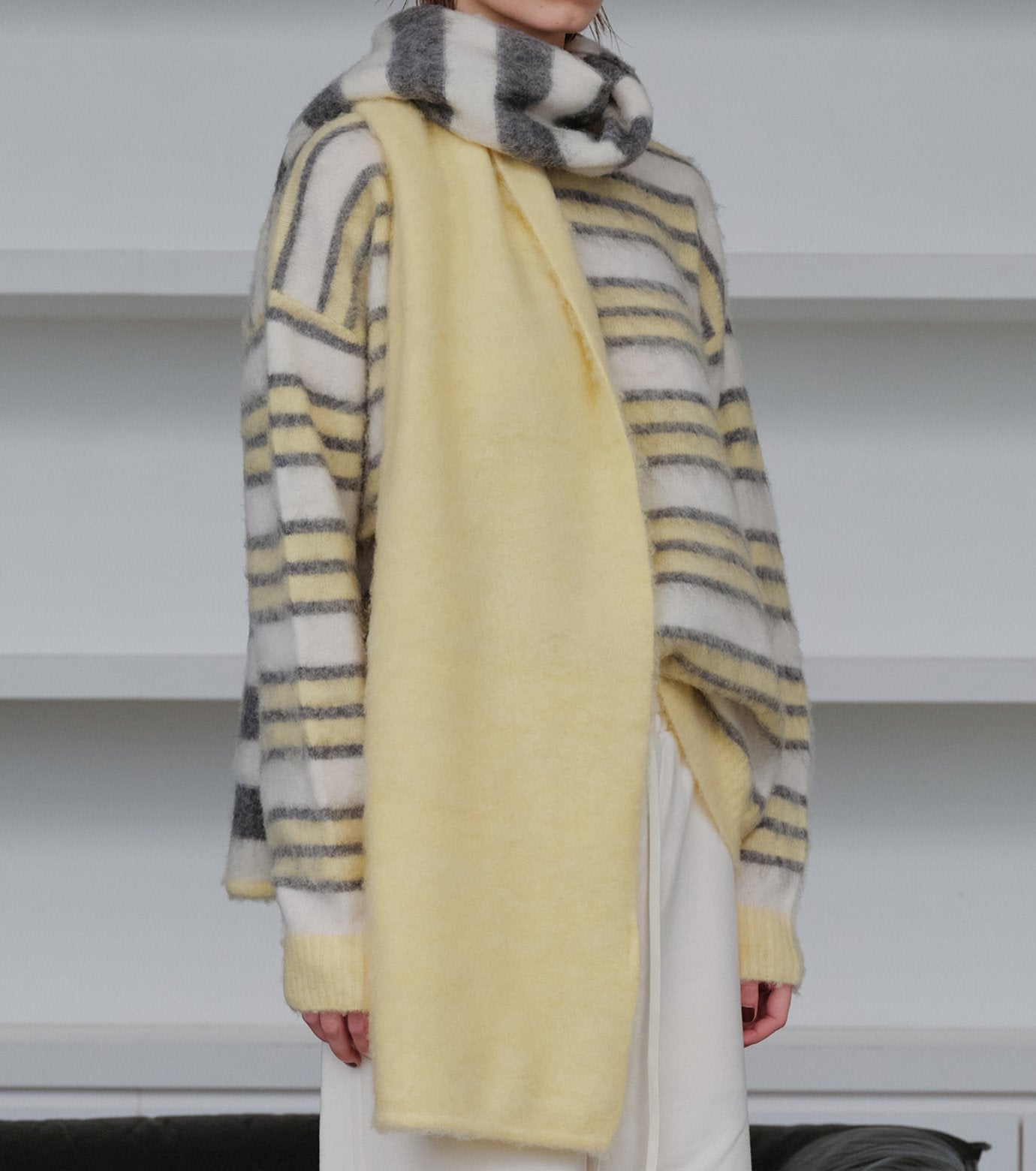 Brushed Mohair Striped Pullover