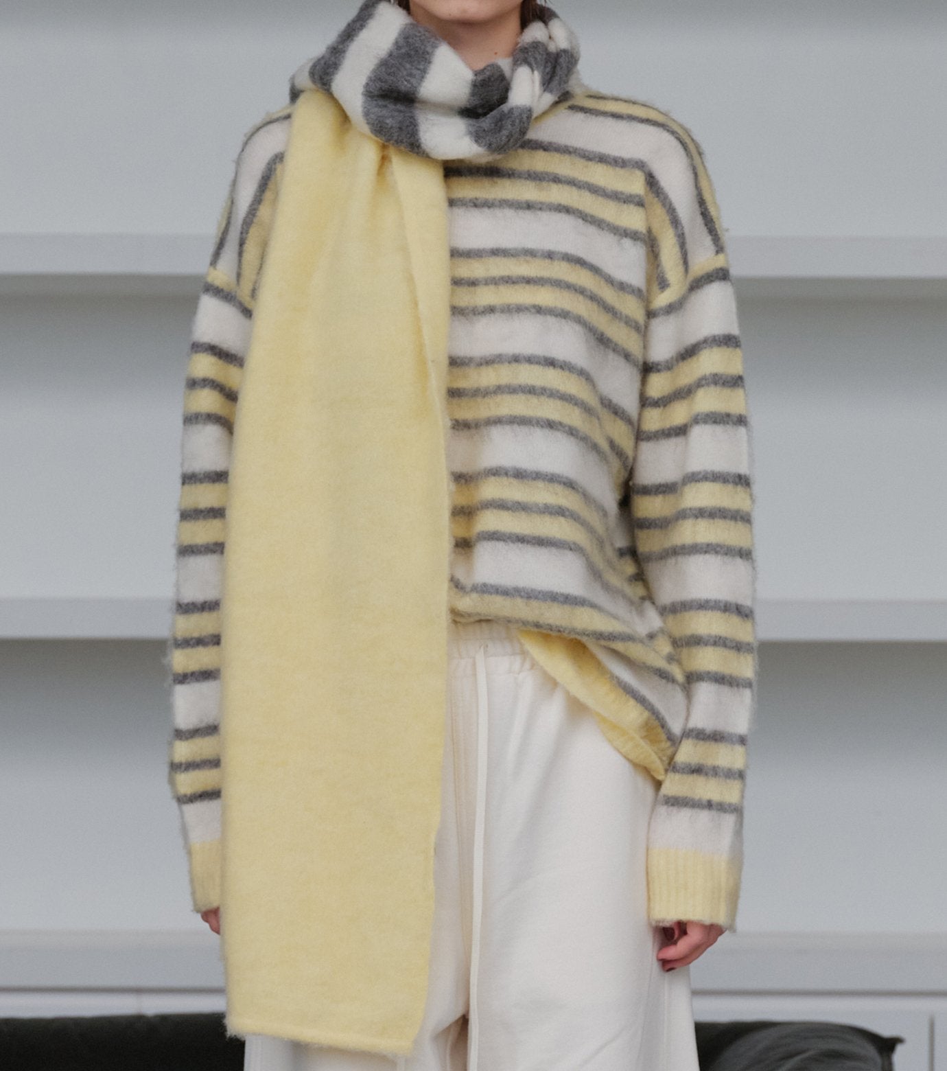 Brushed Mohair Striped Pullover