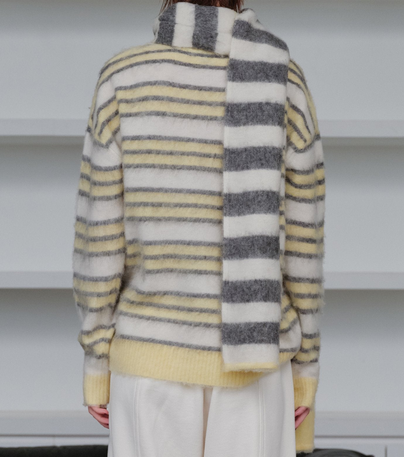 Brushed Mohair Striped Pullover