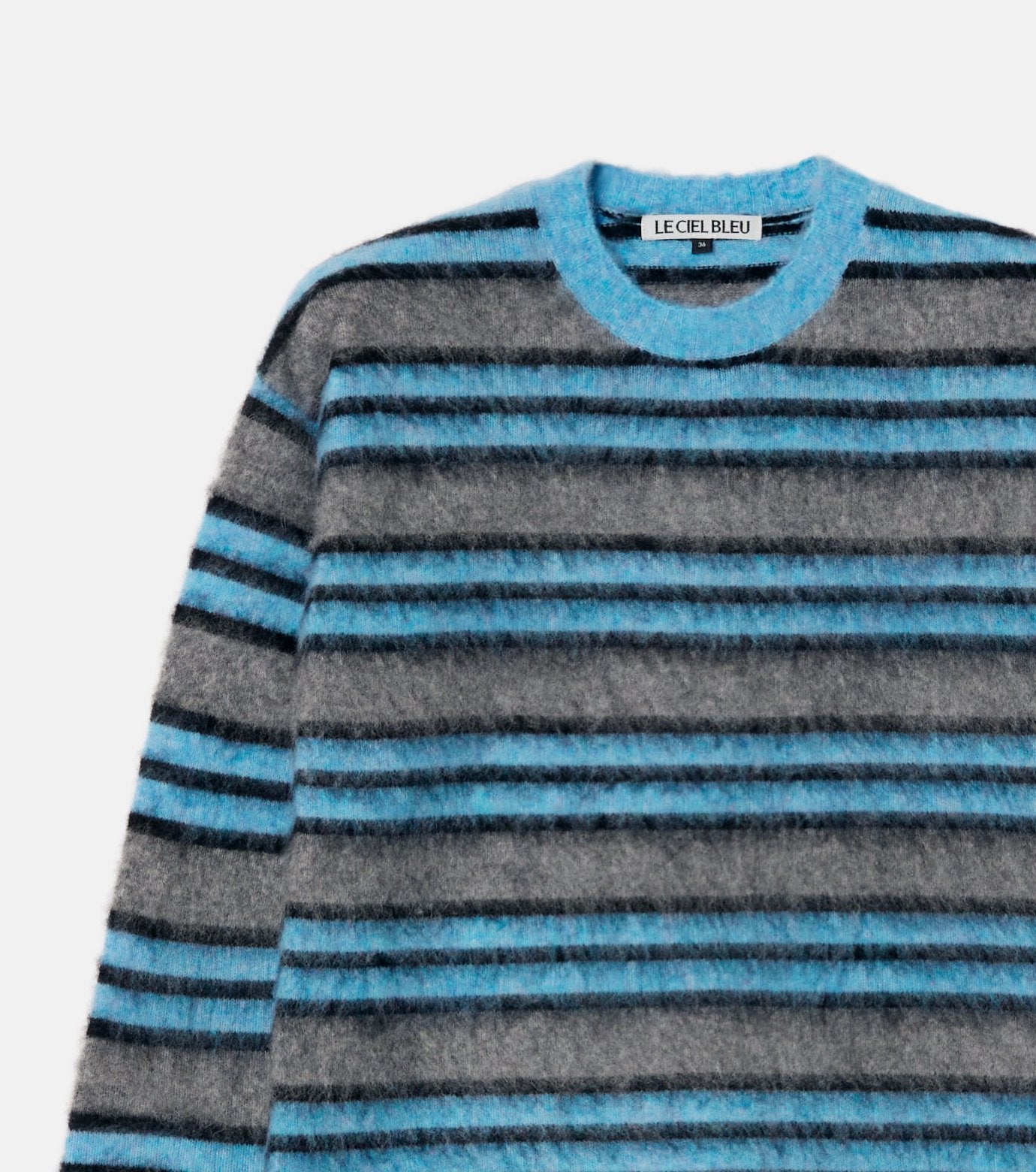 Brushed Mohair Striped Pullover