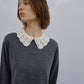 Crochet-Collar Fine Knit Sweater