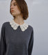 Crochet-Collar Fine Knit Sweater