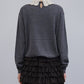 Crochet-Collar Fine Knit Sweater