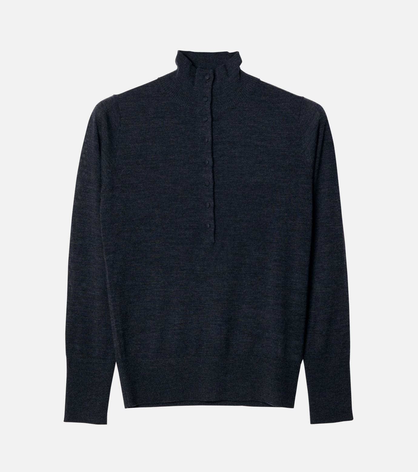 Button-Front High Neck Knit