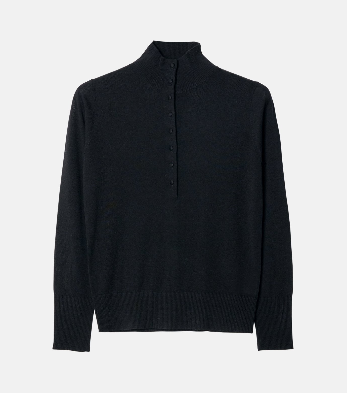 Button-Front High Neck Knit