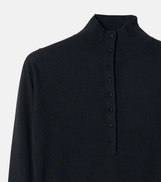 Button-Front High Neck Knit