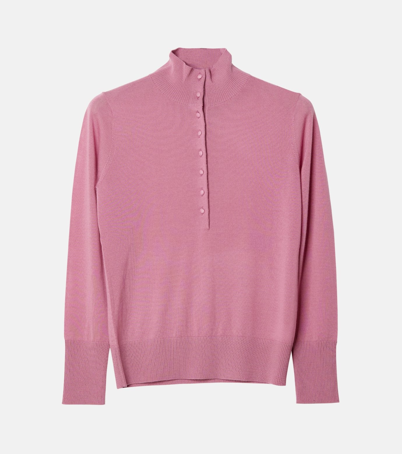 Button-Front High Neck Knit