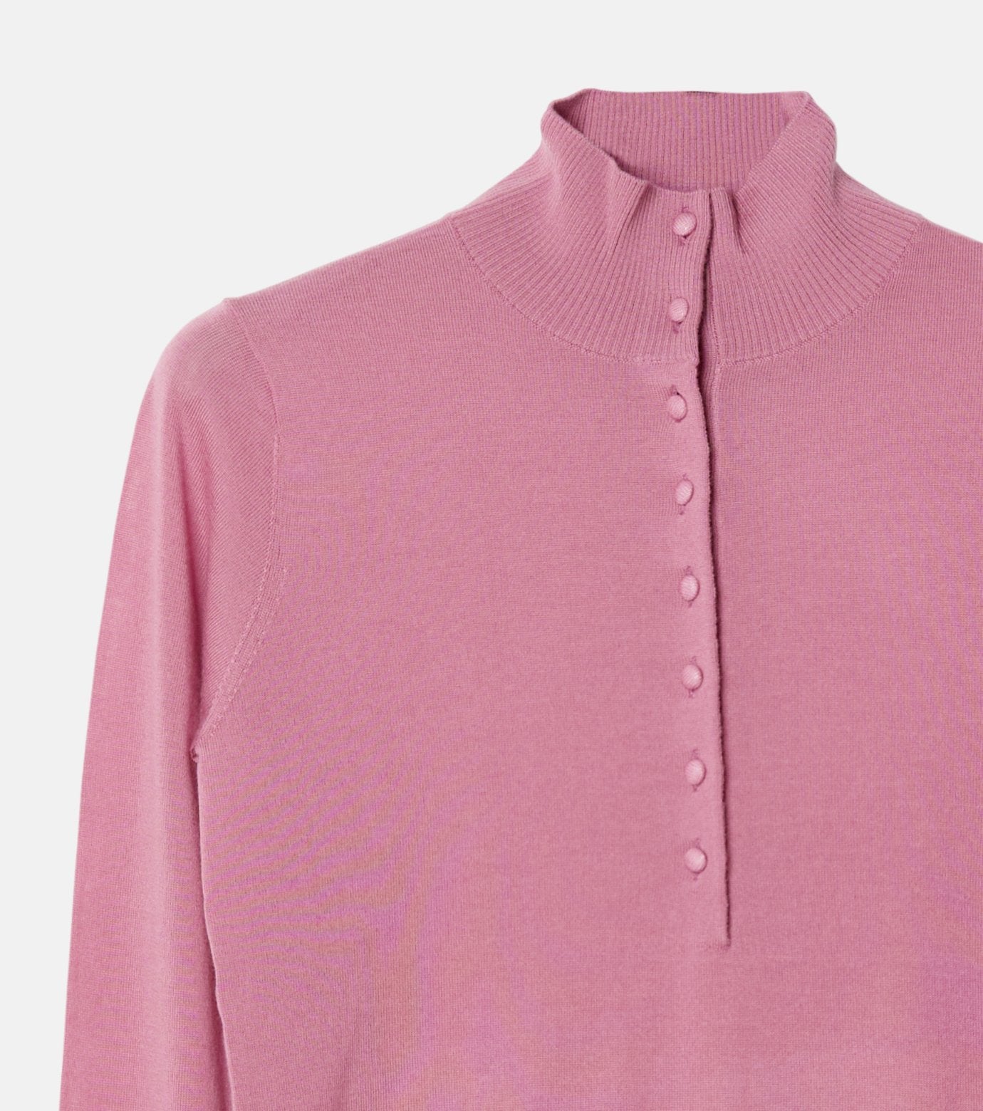 Button-Front High Neck Knit