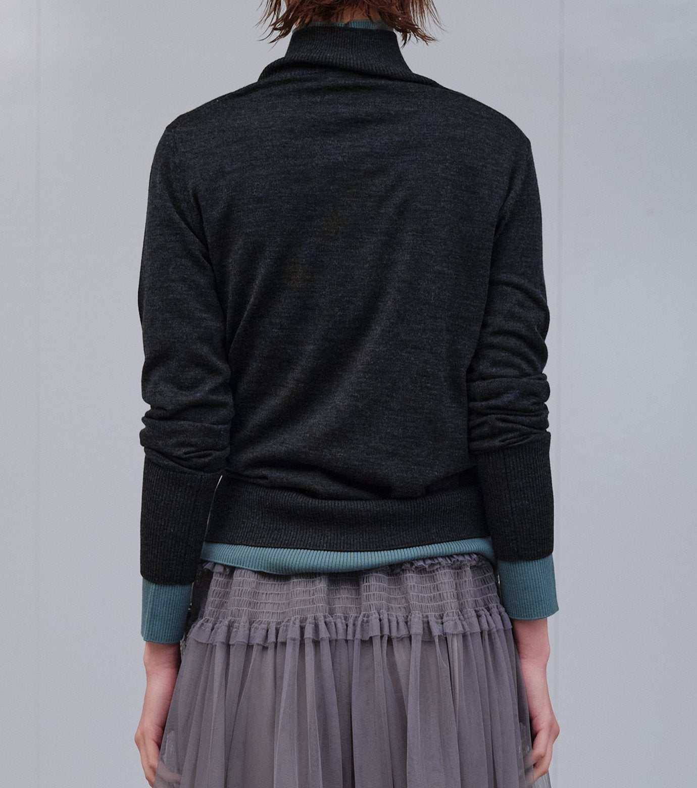 Button-Front High Neck Knit