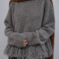 Fringe-Hem Pullover