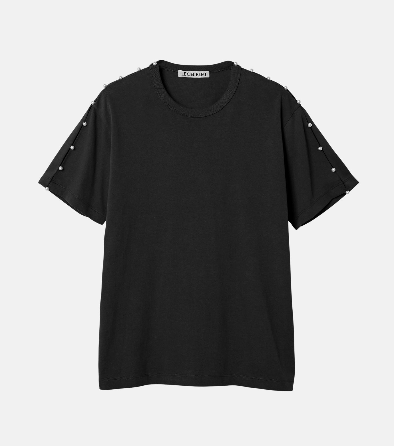 Boxy T-shirt w/Pearl Embellishment