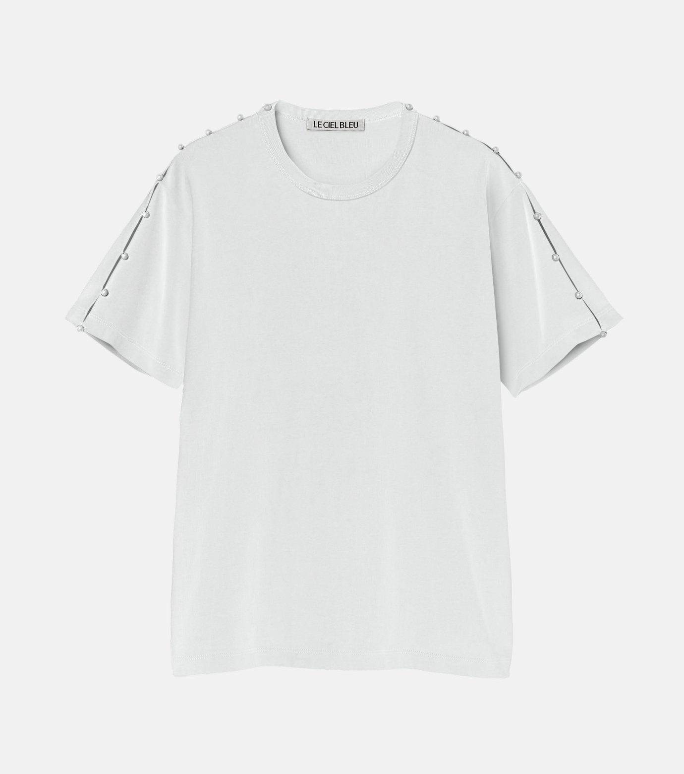 Boxy T-shirt w/Pearl Embellishment
